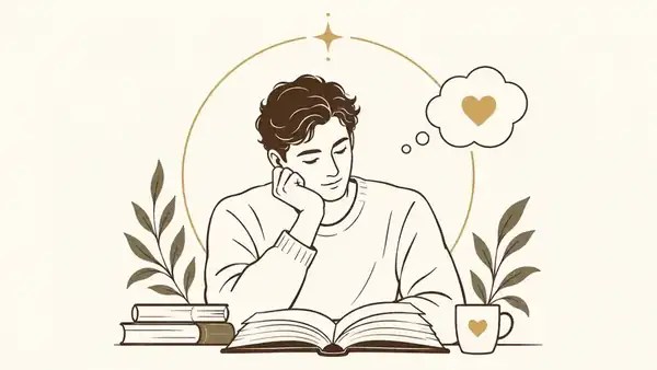 Psikolojik Hikâyeler kategorisi için kitap okuyan erkek figürü çizimi